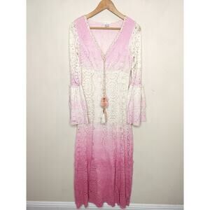 Venus Lace Maxi Dress Flare Sleeve Ombre Whimsy Cottage Fairy Boho